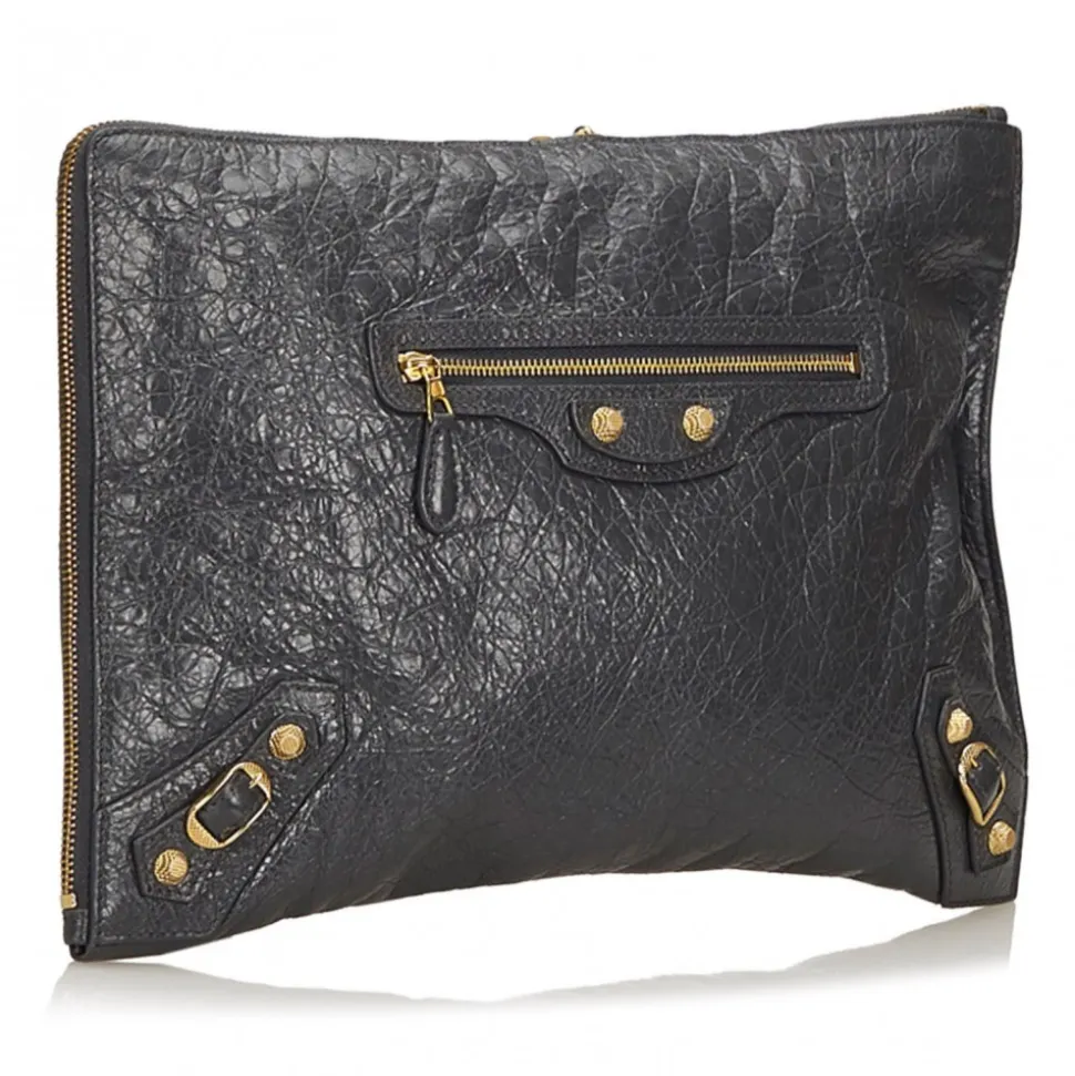 Balenciaga Vintage - Motocross Giant Clutch Arena Bag - Grey - Leather Handbag - Luxury High Quality - Avvenice