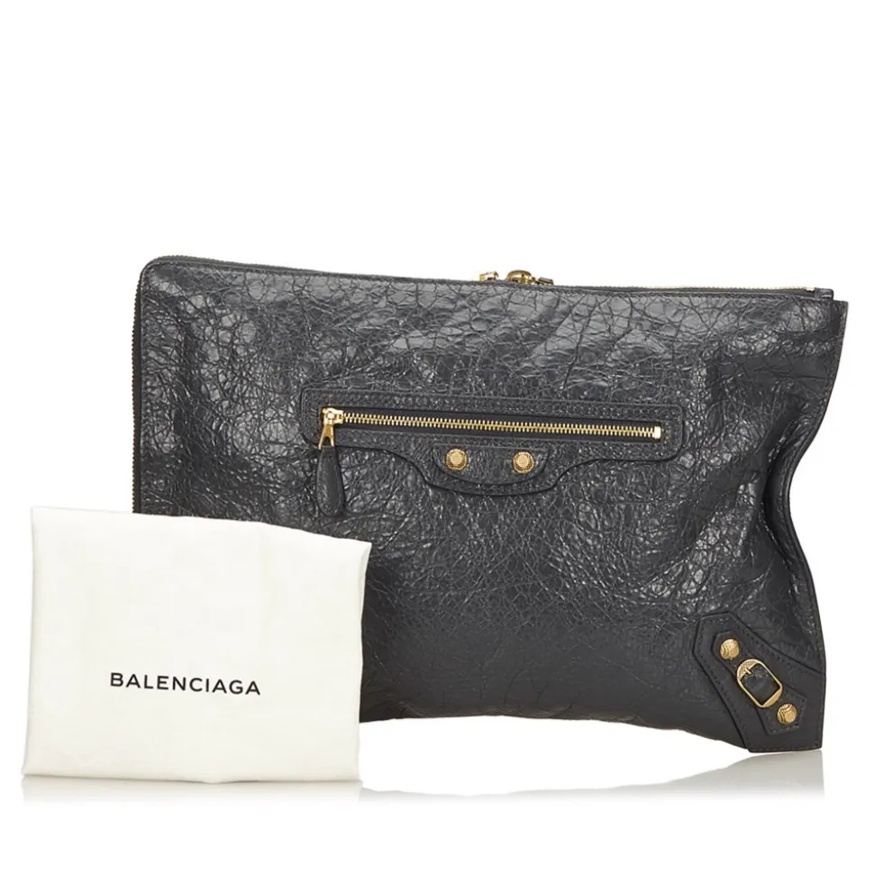 Balenciaga Vintage - Motocross Giant Clutch Arena Bag - Grey - Leather Handbag - Luxury High Quality - Avvenice