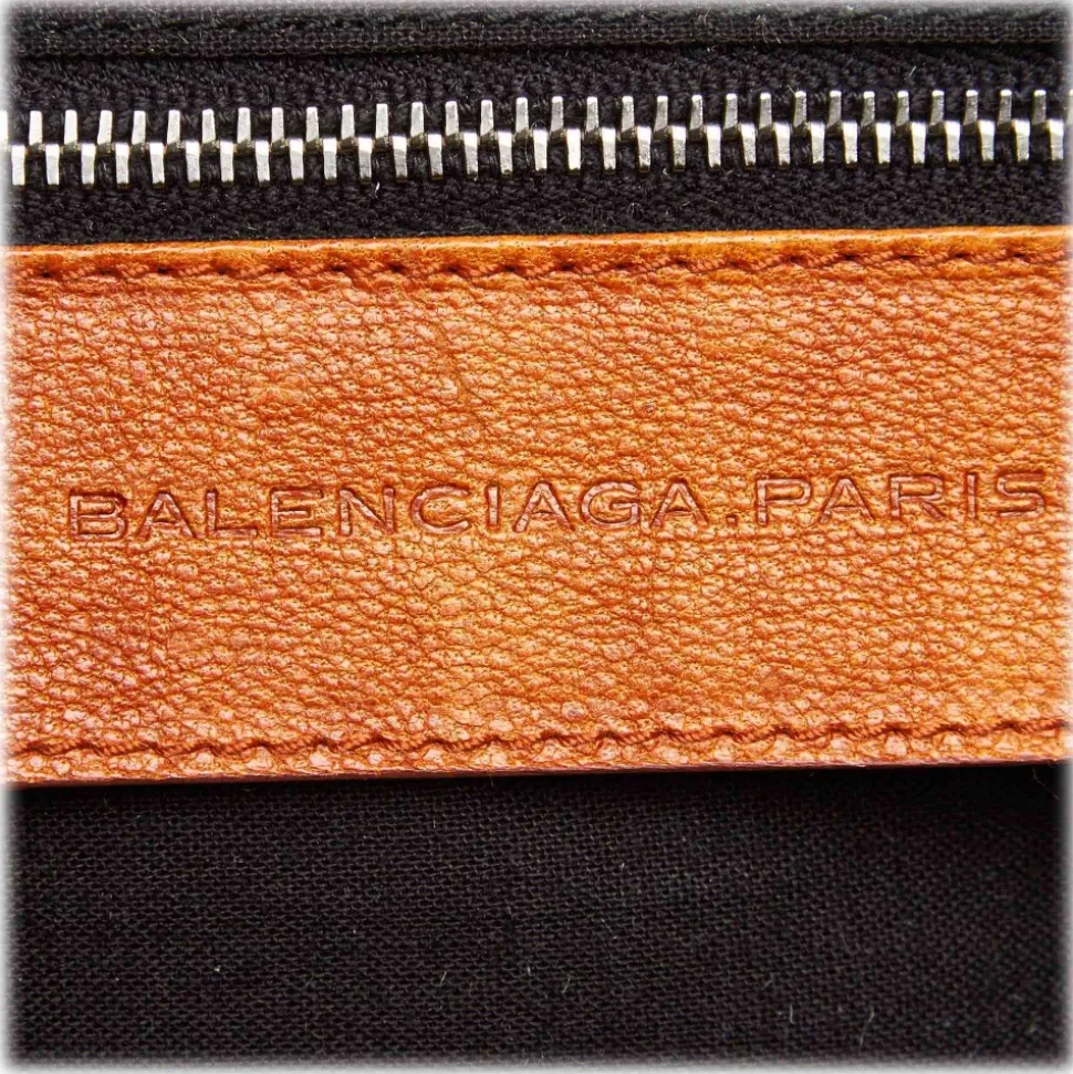 Balenciaga Vintage - Nylon Travel Bag - Brown Beige - Leather and Canvas Handbag - Luxury High Quality - Avvenice