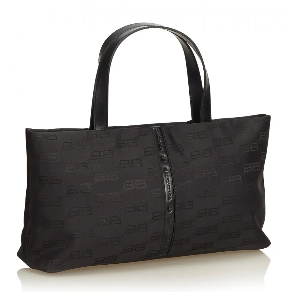 Balenciaga Vintage - Nylon Tote Bag - Black - Leather and Canvas Handbag - Luxury High Quality - Avvenice