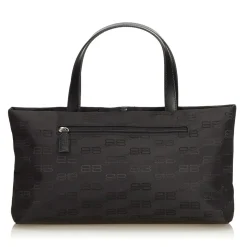 Balenciaga Vintage - Nylon Tote Bag - Black - Leather and Canvas Handbag - Luxury High Quality - Avvenice