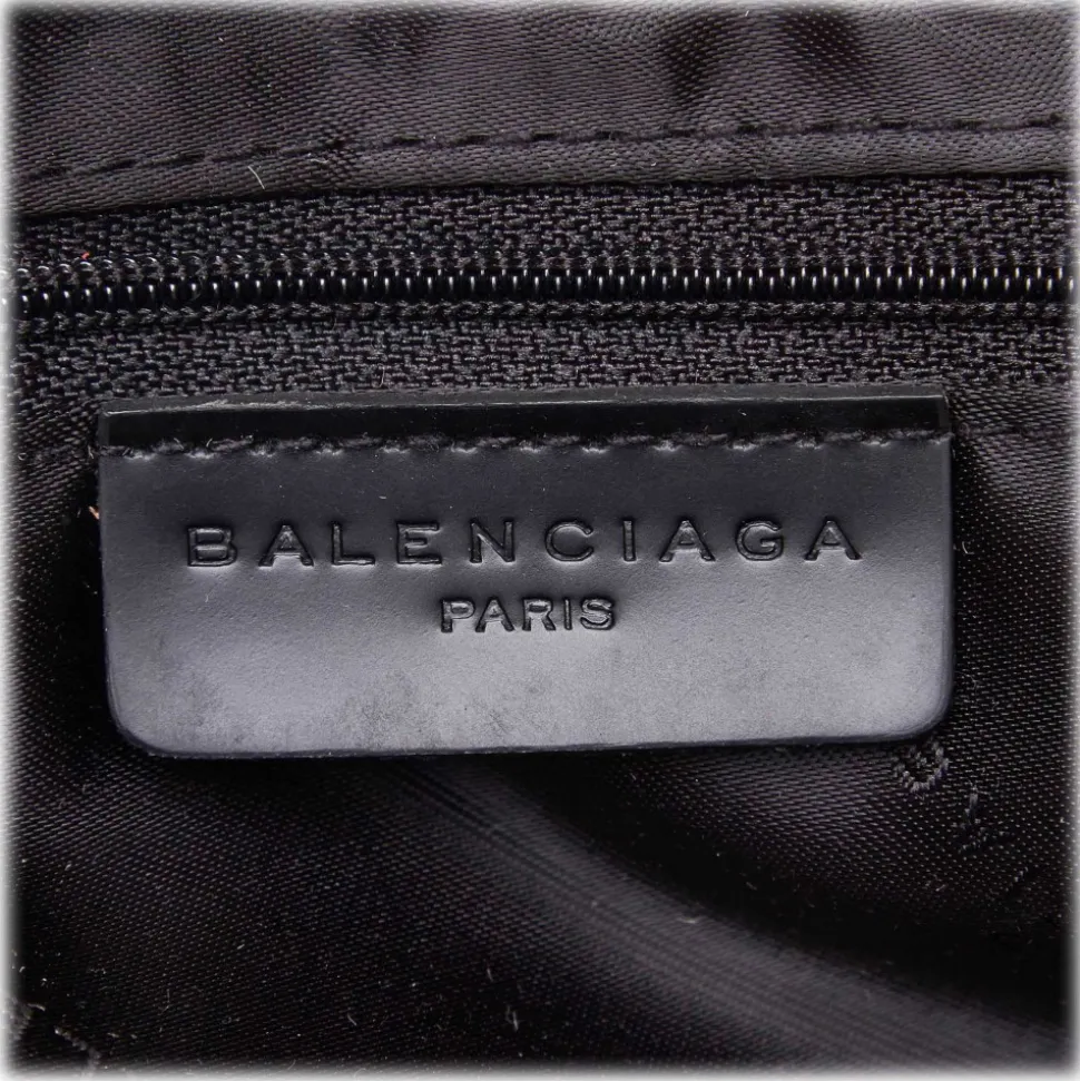 Balenciaga Vintage - Nylon Tote Bag - Black - Leather and Canvas Handbag - Luxury High Quality - Avvenice