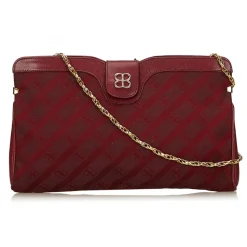 Balenciaga Vintage - Printed Jacquard Chain Bag - Red Bordeaux - Leather and Canvas Handbag - Luxury High Quality - Avvenice
