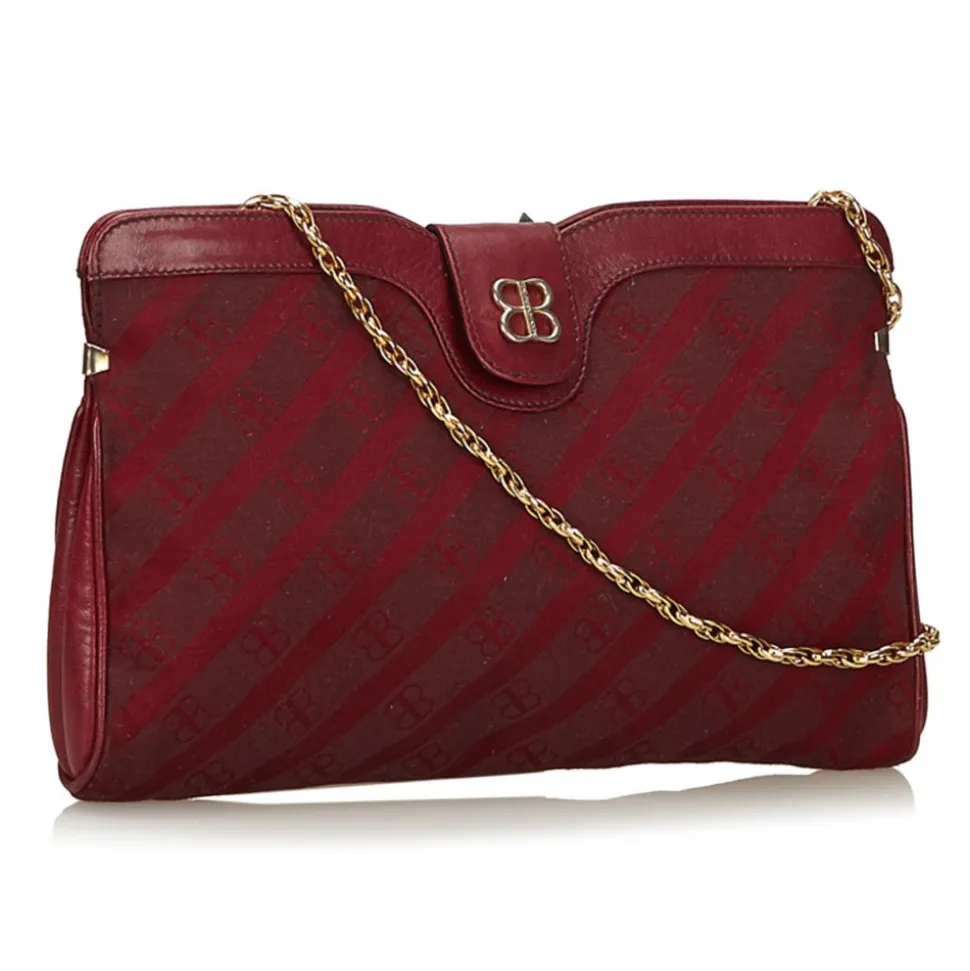 Balenciaga Vintage - Printed Jacquard Chain Bag - Red Bordeaux - Leather and Canvas Handbag - Luxury High Quality - Avvenice