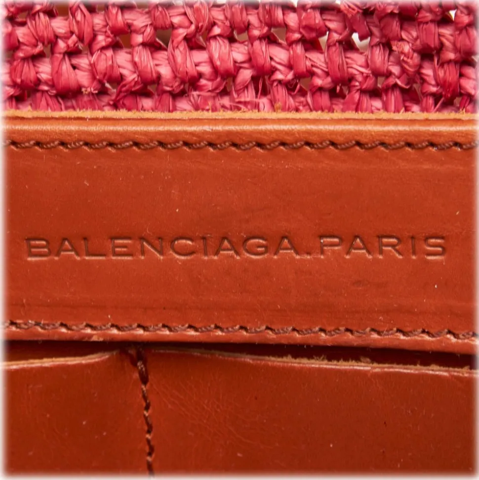 Balenciaga Vintage - Raffia Motocross Classic Bag - Brown Red - Leather and Straw Handbag - Luxury High Quality - Avvenice