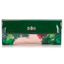 Balenciaga Vintage - Satin Clutch Bag - Green - Fabric and Patent Leather Clutch Bag - Luxury High Quality - Avvenice