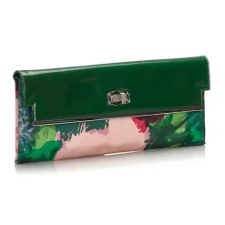 Balenciaga Vintage - Satin Clutch Bag - Green - Fabric and Patent Leather Clutch Bag - Luxury High Quality - Avvenice