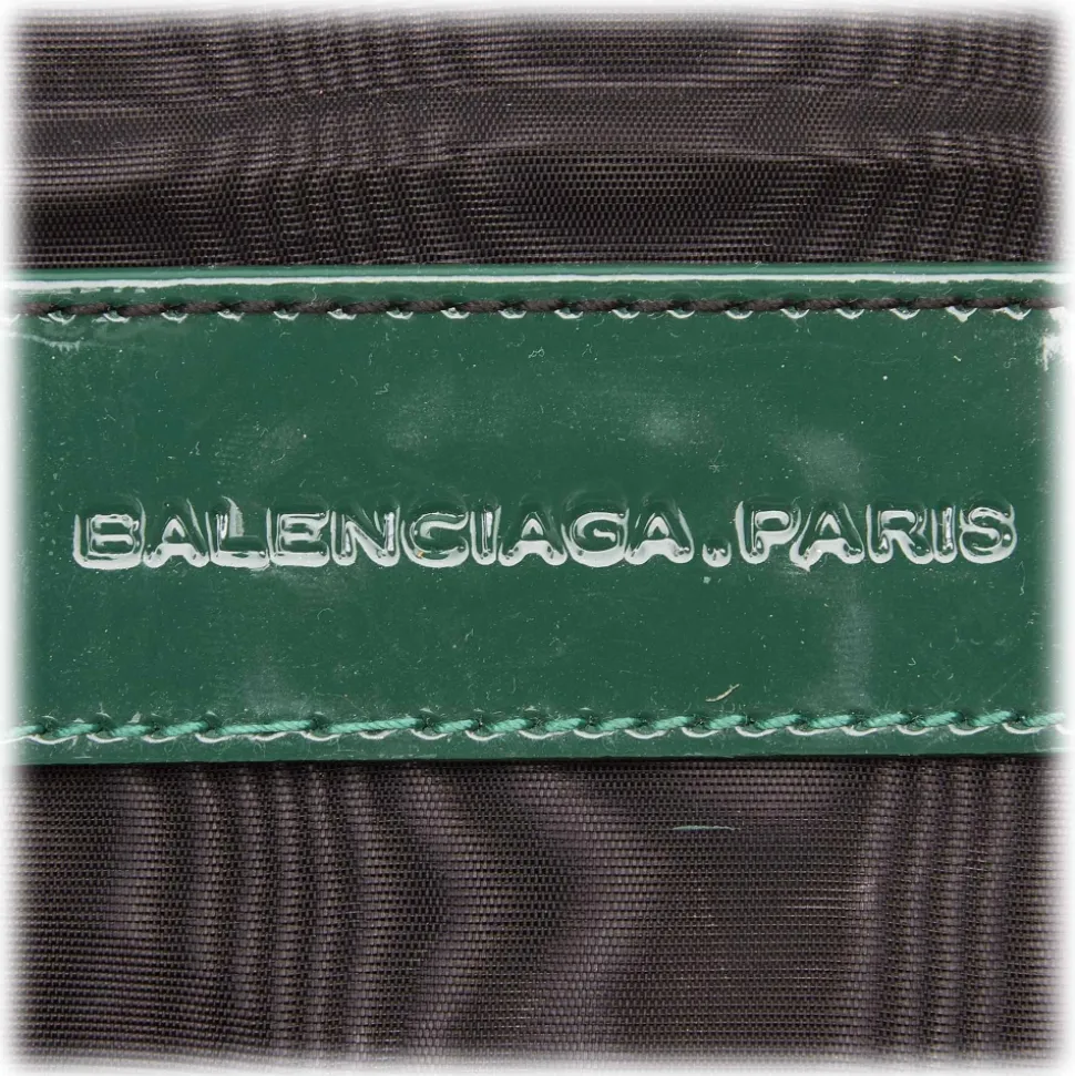 Balenciaga Vintage - Satin Clutch Bag - Green - Fabric and Patent Leather Clutch Bag - Luxury High Quality - Avvenice