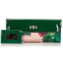Balenciaga Vintage - Satin Clutch Bag - Green - Fabric and Patent Leather Clutch Bag - Luxury High Quality - Avvenice