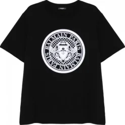 Balmain - Balmain Coin Flock T-Shirt - White Black - Balmain Exclusive Luxury Collection - Avvenice