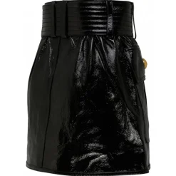 Balmain - Belted Leather Miniskirt - Black - Balmain Exclusive Luxury Collection - Avvenice