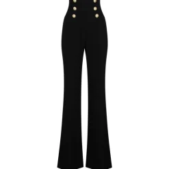 Balmain - Button Embellished Trousers - Black - Balmain Exclusive Luxury Collection - Avvenice