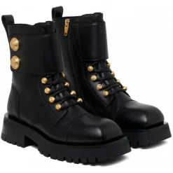 Balmain - Calf Leather Ranger Army Ankle Boots - Black - Balmain Exclusive Luxury Collection - Avvenice