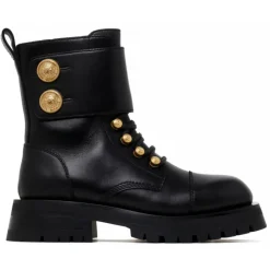 Balmain - Calf Leather Ranger Army Ankle Boots - Black - Balmain Exclusive Luxury Collection - Avvenice