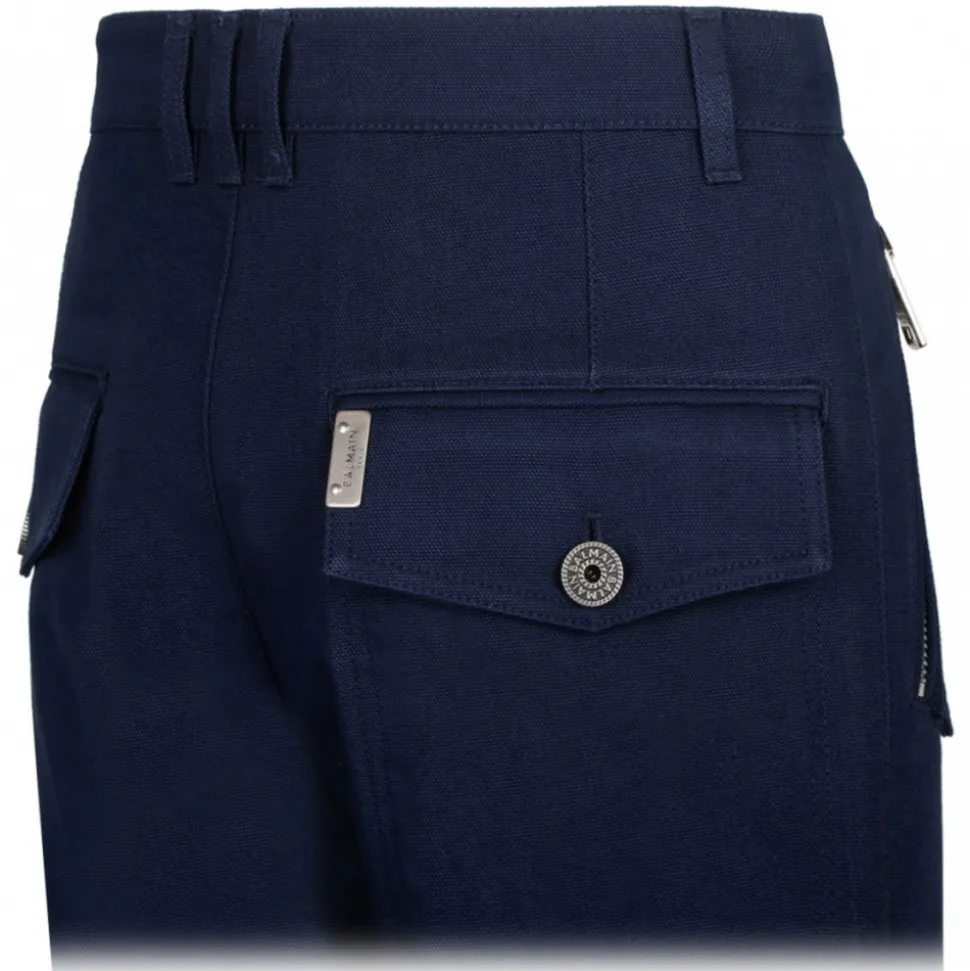 Balmain - Cotton Cargo Trousers - Navy Blue - Balmain Exclusive Luxury Collection - Avvenice