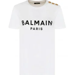 Balmain - Cotton Logo Print T-Shirt - White Black - Balmain Exclusive Luxury Collection - Avvenice