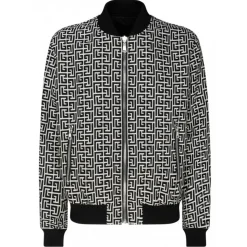 Balmain - Cotton Monogram Pattern Reversible Bomber Jacket - Black White - Balmain Exclusive Luxury Collection - Avvenice