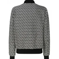 Balmain - Cotton Monogram Pattern Reversible Bomber Jacket - Black White - Balmain Exclusive Luxury Collection - Avvenice
