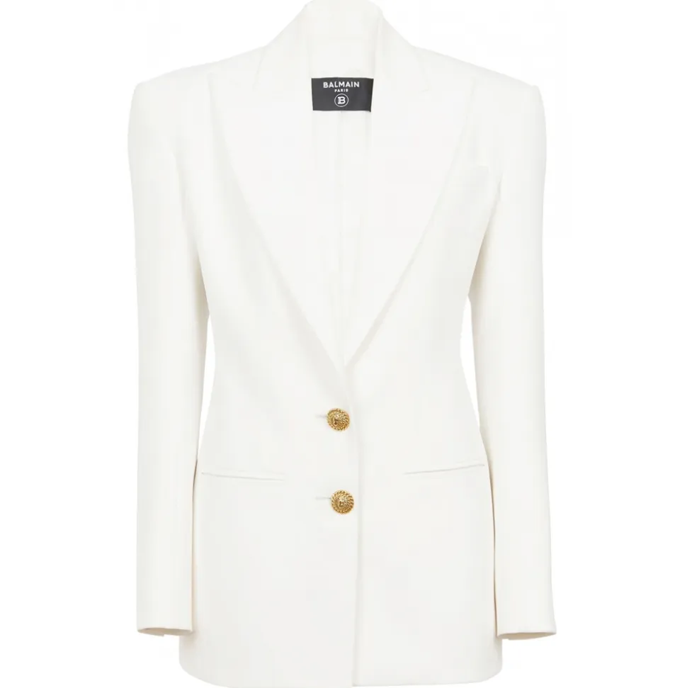 Balmain - Crepe Fitted Jacket - White - Balmain Exclusive Luxury Collection - Avvenice