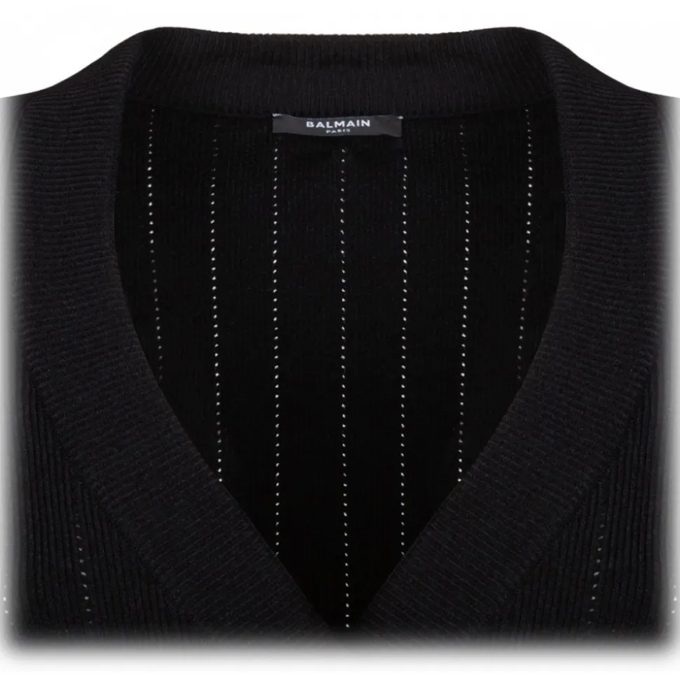 Balmain - Cropped Cardigan - Black - Balmain Exclusive Luxury Collection - Avvenice