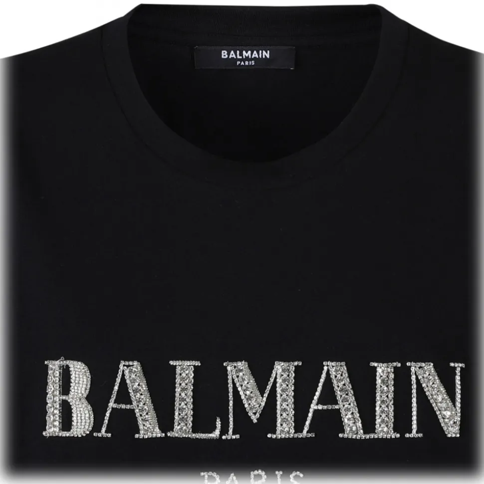 Balmain - Crystal Logo T-Shirt - Black - Balmain Exclusive Luxury Collection - Avvenice