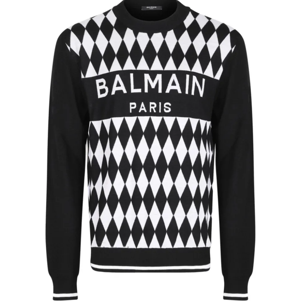 Balmain - Diamond Jacquard Jumper - Black - Balmain Exclusive Luxury Collection - Avvenice