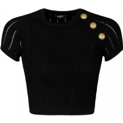 Balmain - Fine Knit Top - Black - Balmain Exclusive Luxury Collection - Avvenice