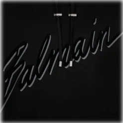 Balmain - Flocked Logo Hoodie - Black - Balmain Exclusive Luxury Collection - Avvenice
