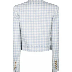Balmain - Gingham Tweed Jacket - Blue - Balmain Exclusive Luxury Collection - Avvenice