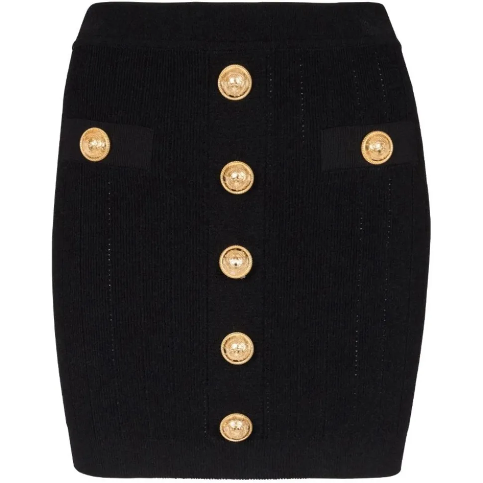 Balmain - High Waist Mini Skirt - Black - Balmain Exclusive Luxury Collection - Avvenice