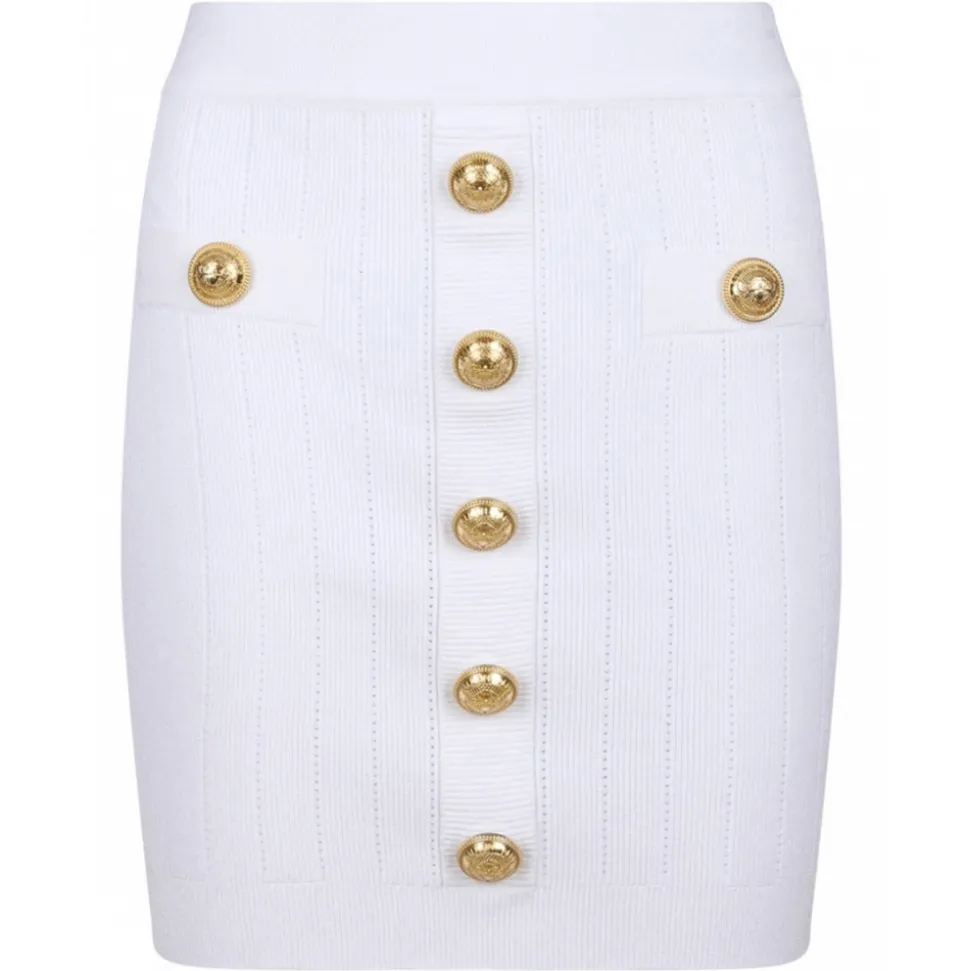 Balmain - High Waist Miniskirt - White - Balmain Exclusive Luxury Collection - Avvenice