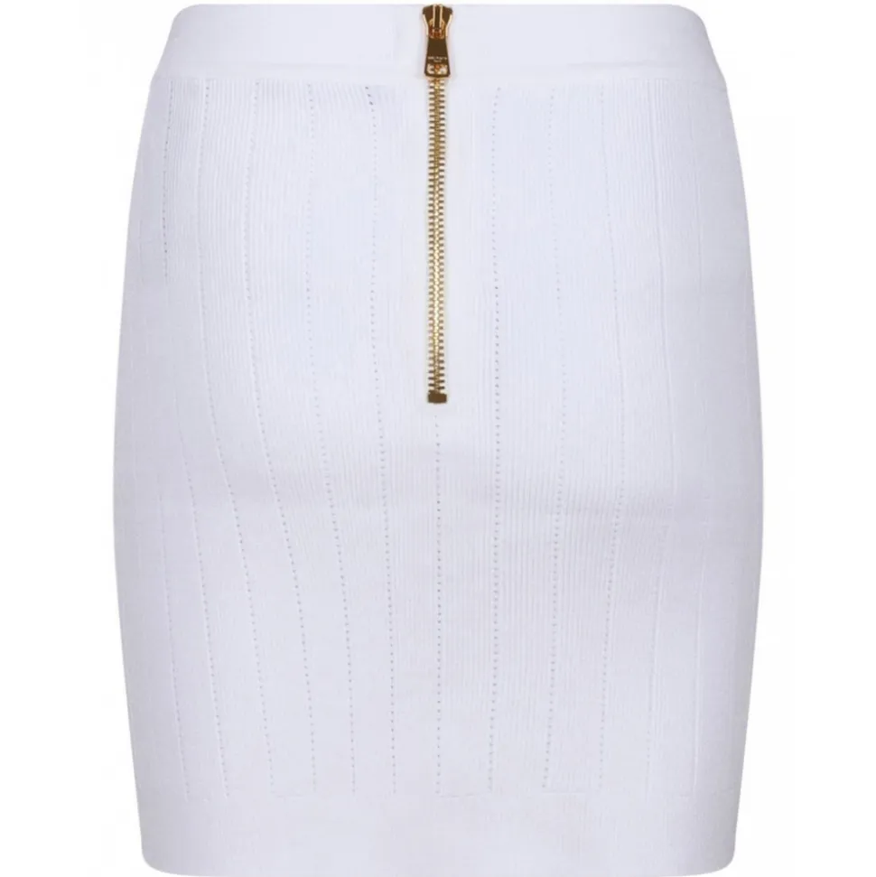 Balmain - High Waist Miniskirt - White - Balmain Exclusive Luxury Collection - Avvenice