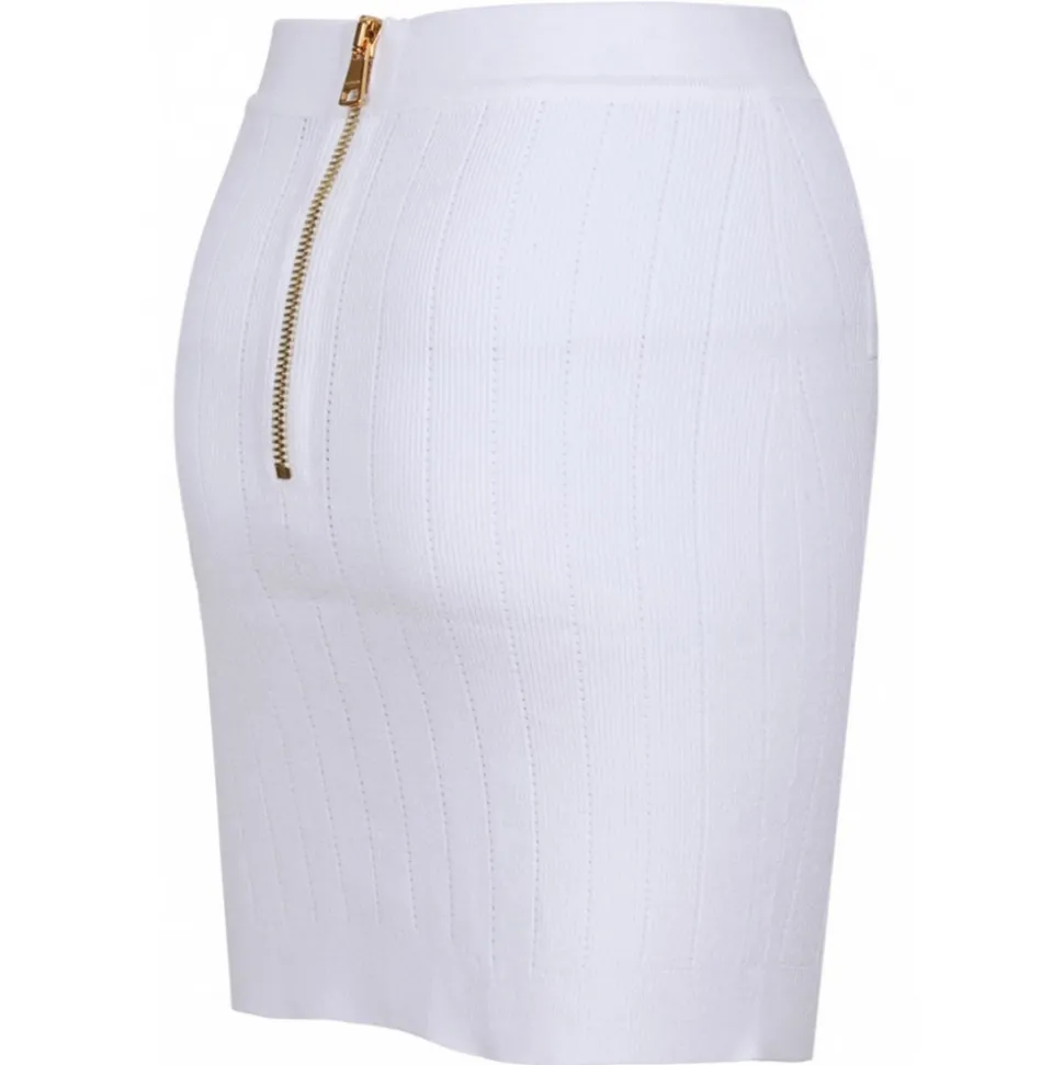 Balmain - High Waist Miniskirt - White - Balmain Exclusive Luxury Collection - Avvenice