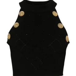 Balmain - Knit Cropped Top - Black - Balmain Exclusive Luxury Collection - Avvenice
