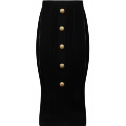Balmain - Knit Midi Skirt - Black - Balmain Exclusive Luxury Collection - Avvenice