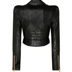 Balmain - Leather Perfecto Cropped Jacket - Black - Balmain Exclusive Luxury Collection - Avvenice