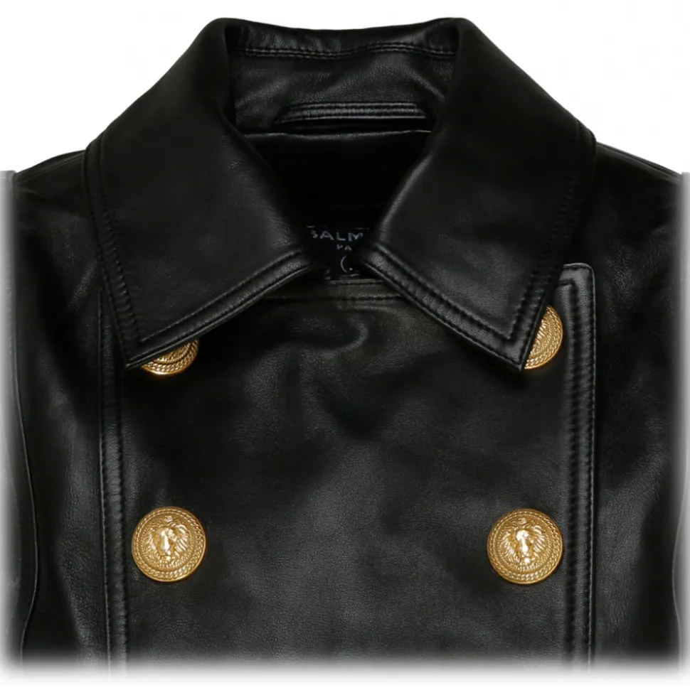 Balmain - Leather Perfecto Cropped Jacket - Black - Balmain Exclusive Luxury Collection - Avvenice