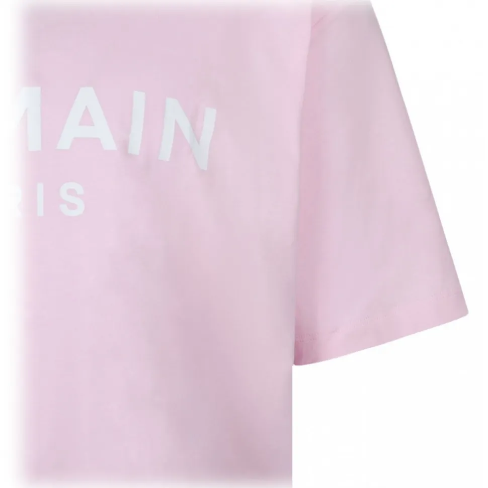 Balmain - Logo Print T-Shirt - Light Pink - Balmain Exclusive Luxury Collection - Avvenice