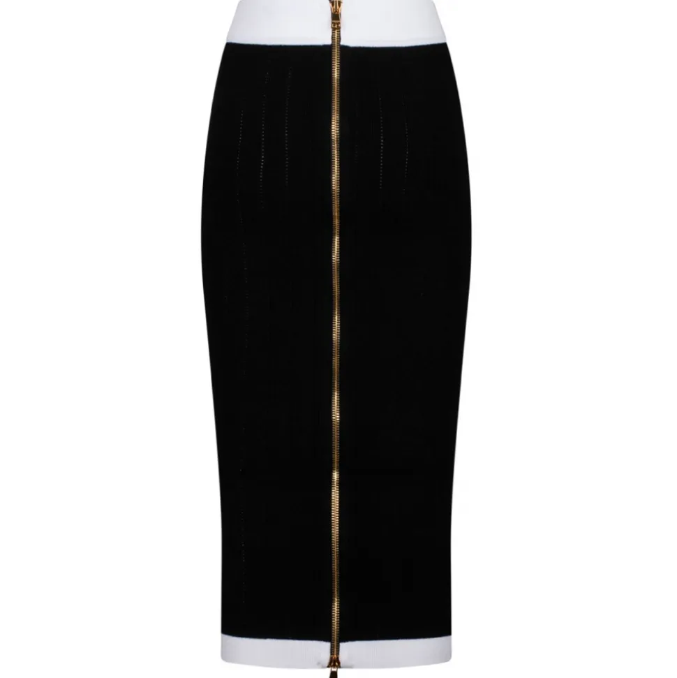 Balmain - Midi Skirt - Black White - Balmain Exclusive Luxury Collection - Avvenice