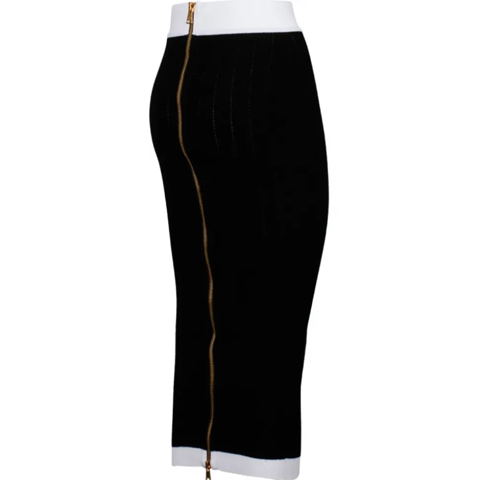 Balmain - Midi Skirt - Black White - Balmain Exclusive Luxury Collection - Avvenice