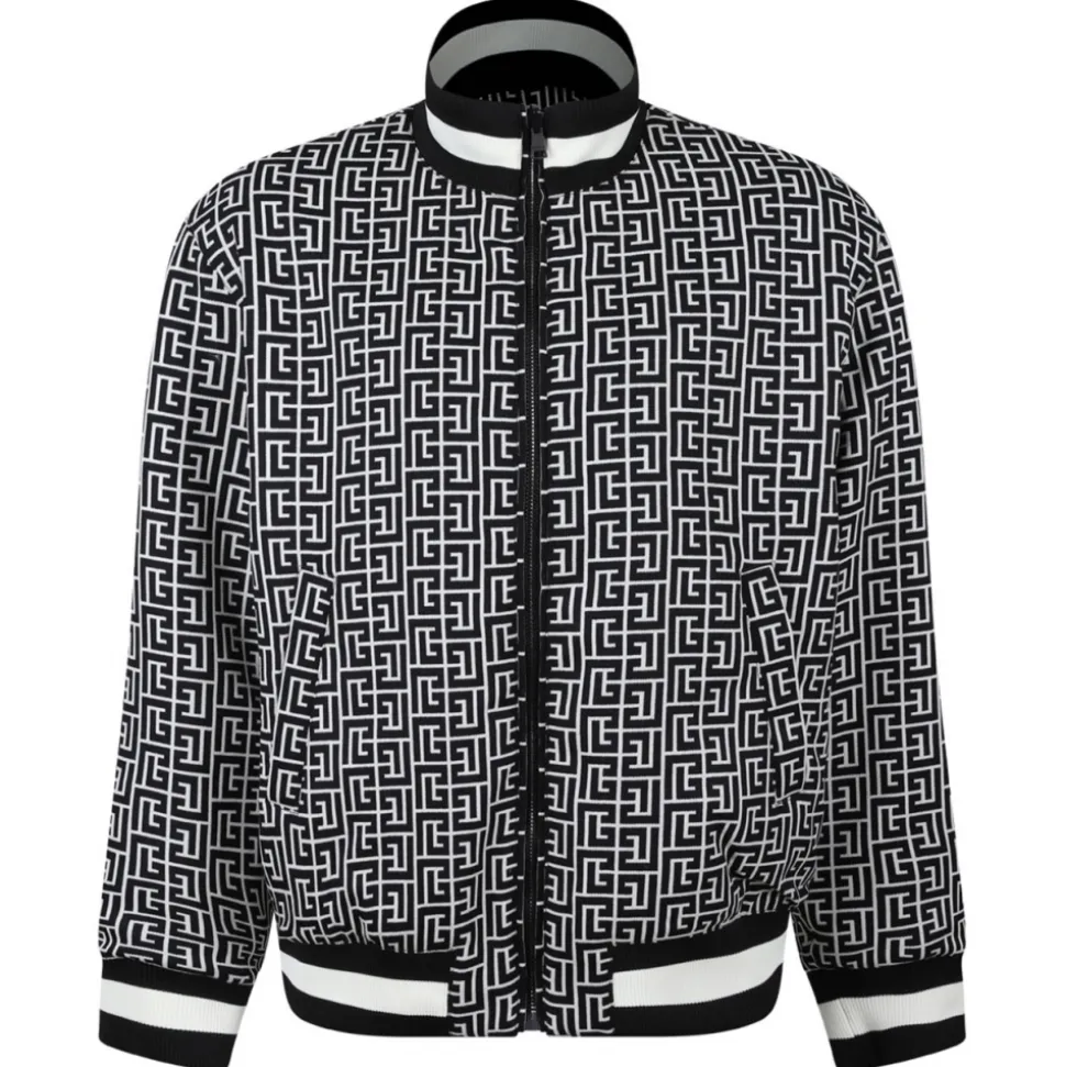Balmain - Monogram Reversible Bomber Jacket - Black White - Balmain Exclusive Luxury Collection - Avvenice