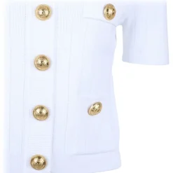 Balmain - Pointelle Knit Cardigan - White - Balmain Exclusive Luxury Collection - Avvenice