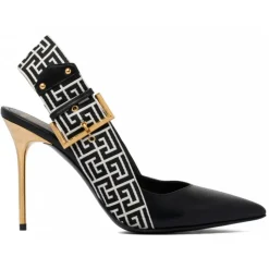 Balmain - Ruby Slingback Pumps - Ivory Black - Balmain Exclusive Luxury Collection - Avvenice
