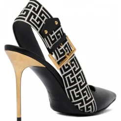 Balmain - Ruby Slingback Pumps - Ivory Black - Balmain Exclusive Luxury Collection - Avvenice