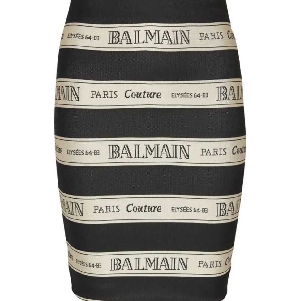 Balmain - Short Jacquard Skirt - Black Beige - Balmain Exclusive Luxury Collection - Avvenice