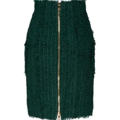 Balmain - Tweed Pencil Skirt - Dark Green - Balmain Exclusive Luxury Collection - Avvenice
