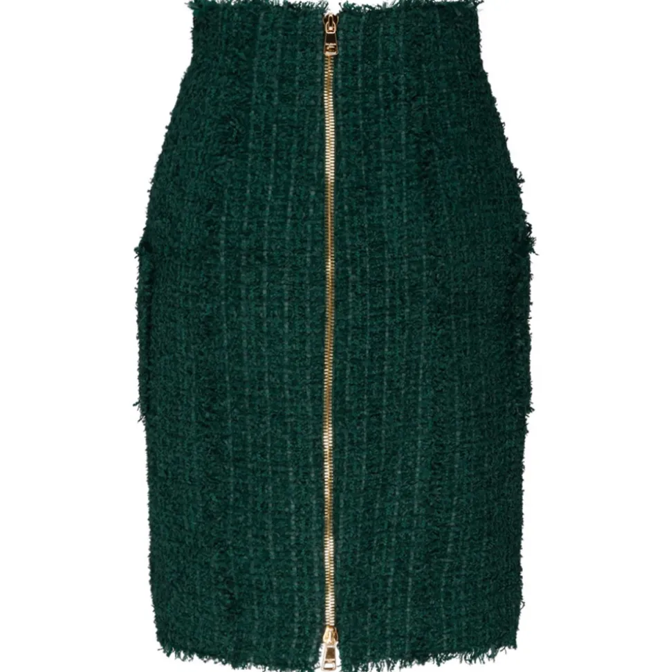 Balmain - Tweed Pencil Skirt - Dark Green - Balmain Exclusive Luxury Collection - Avvenice
