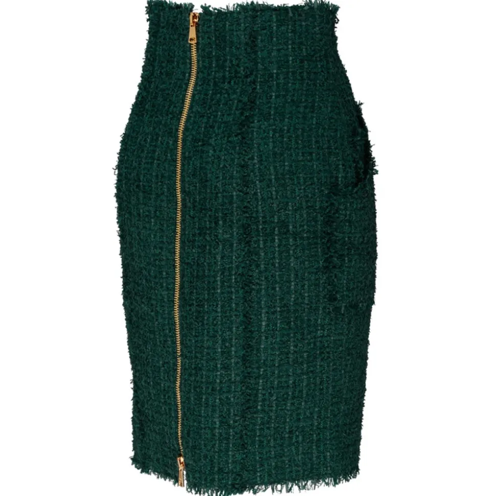 Balmain - Tweed Pencil Skirt - Dark Green - Balmain Exclusive Luxury Collection - Avvenice
