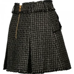 Balmain - Tweed Pleated Mini Skirt - Black Gold - Balmain Exclusive Luxury Collection - Avvenice