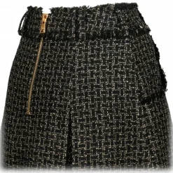 Balmain - Tweed Pleated Mini Skirt - Black Gold - Balmain Exclusive Luxury Collection - Avvenice